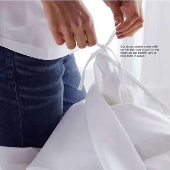 he Company Store Company Cotton™ Wide Stripe Percale Duvet Cover - Picture 4 of 4